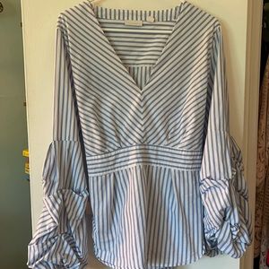 New York & Company Blue and White Striped Top